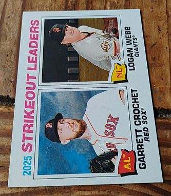 2026 Topps Heritage #6 2025 Strikeout Leaders Logan Webb / Garrett Crochet — front