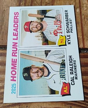 2026 Topps Heritage 2025 Home Run Leaders #2 Cal Raleigh Kyle Schwarber — front