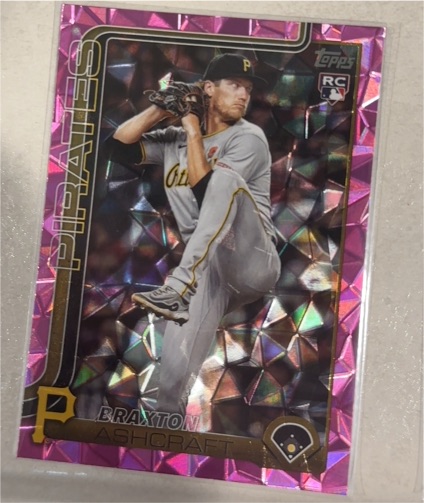 2025 Topps Update #US32 Braxton Ashcraft Pink Diamante Foil Rookie Card — front