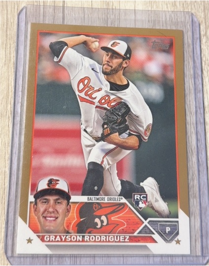 2023 Topps Update #US50 Grayson Rodriguez Gold Rookie Baltimore Orioles — front