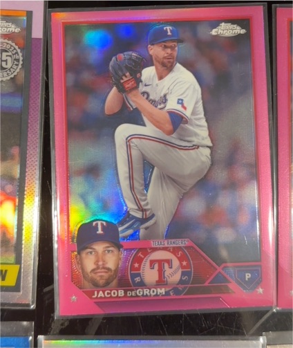 2023 Topps Chrome #12 Jacob deGrom Pink Refractor Texas Rangers — front