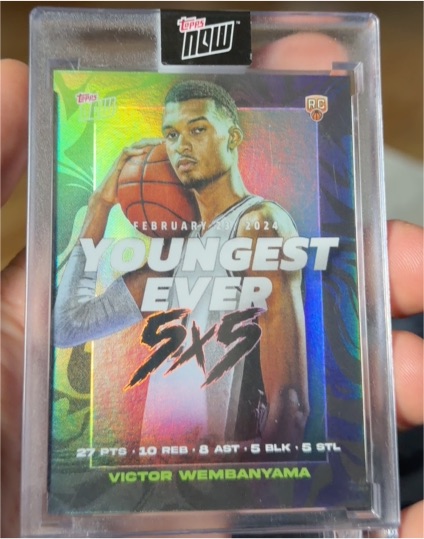 2024 Topps Now #VW-2 Victor Wembanyama Youngest Ever 5x5 — front