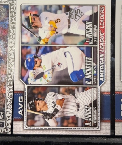 2026 Topps #204 AL Leaders AVG Aaron Judge, Bo Bichette, Jacob Wilson — front