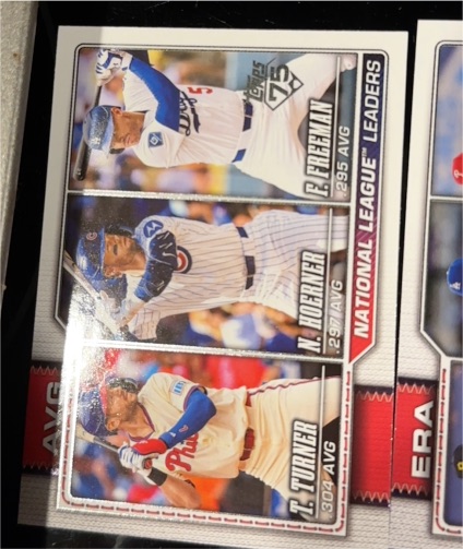2026 Topps #151 NL Leaders Avg (Nico Hoerner / Freddie Freeman / Trea Turner) — front