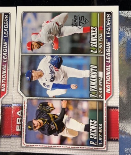 2026 Topps Series 1 #203 National League ERA Leaders P. Skenes/Y. Yamamoto/C. Sanchez — front