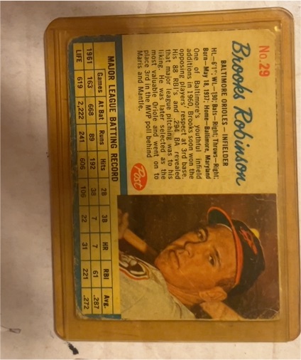 1962 Post Cereal #29 Brooks Robinson — front
