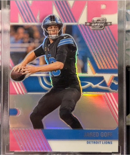 2024 Panini Contenders Optic #MVP-JGF Jared Goff MVP Pink — front