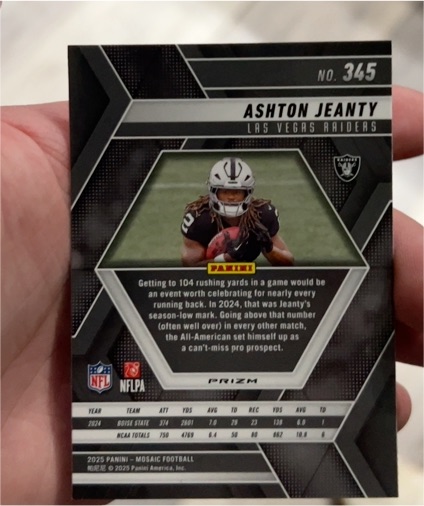 2025 Panini Mosaic #345 Ashton Jeanty — front