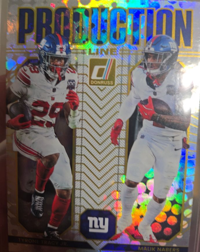 2025 Donruss Production Line #9 Malik Nabers & Tyrone Tracy Jr. — front