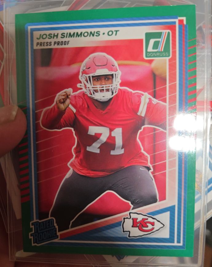 2025 Donruss #368 Josh Simmons Press Proof Green — front