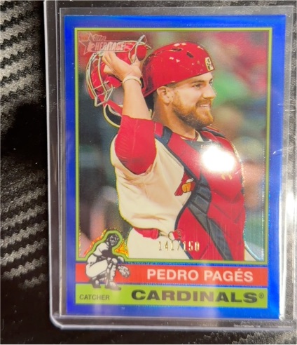 2025 Topps Heritage #524 Pedro Pagés Chrome Blue Refractor — front
