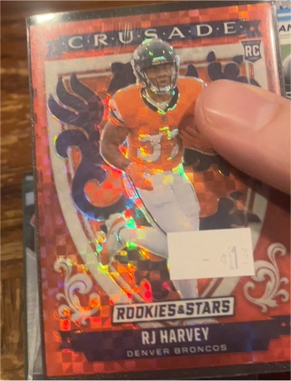 2025 Panini Rookies & Stars #26 RJ Harvey Crusade Red Prizm Rookie — front