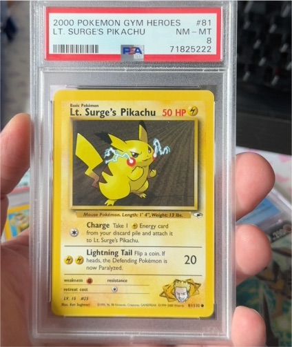 2000 Pokemon Gym Heroes #81 Lt. Surge's Pikachu — front