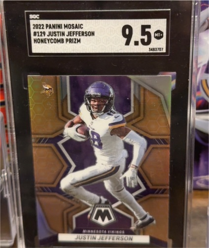 2022 Panini Mosaic #129 Justin Jefferson Honeycomb Prizm — front