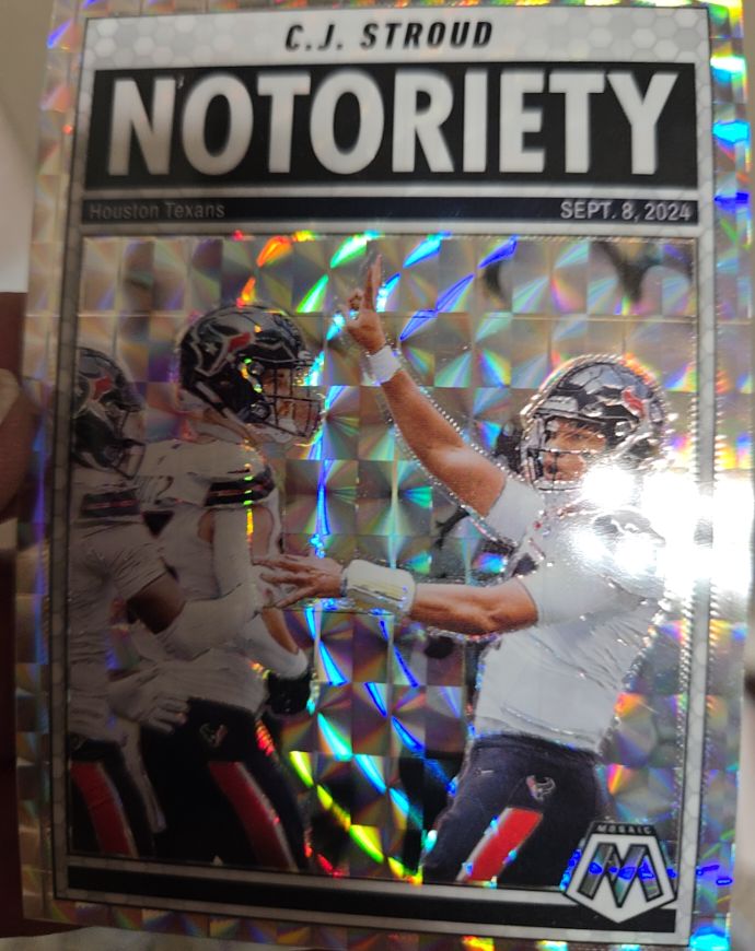 2025 Panini Mosaic #5 C.J. Stroud Notoriety Silver Mosaic Prizm Houston Texans — front