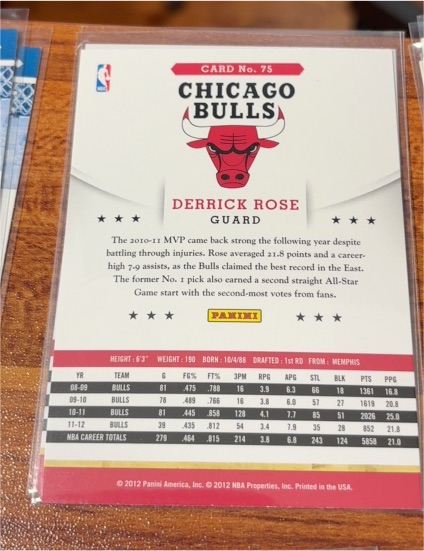 2012 Panini #75 Derrick Rose — front