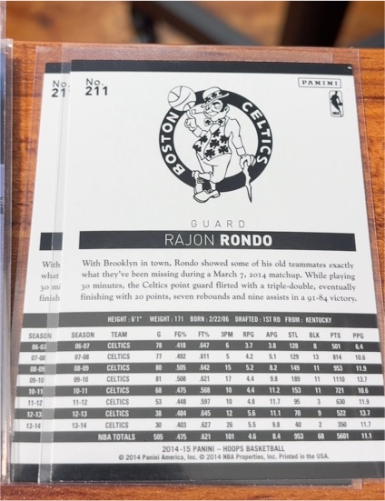 2014-15 Panini Hoops #211 Rajon Rondo — front
