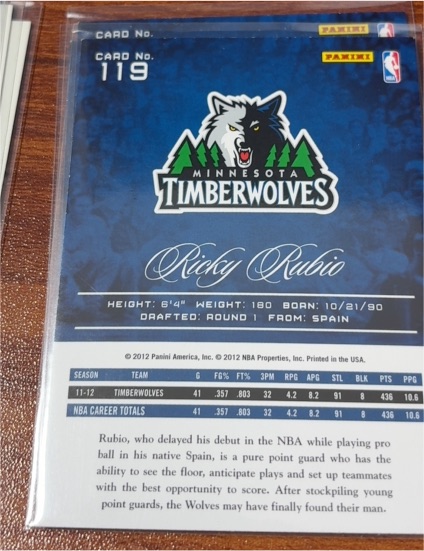 2012 Panini #119 Ricky Rubio — front