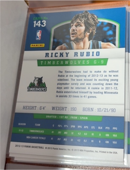 2012-13 Panini Basketball #143 Ricky Rubio — front