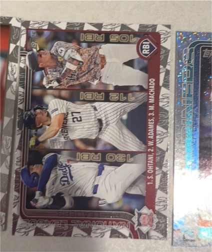 2025 Topps Series 1 #86 NL RBI Leaders Shohei Ohtani, Willy Adames, Manny Machado — front