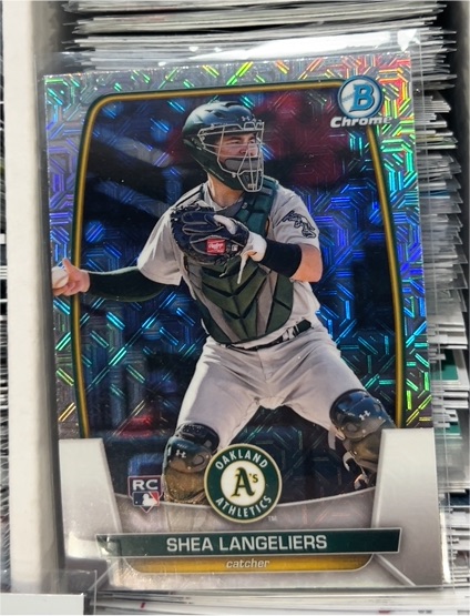 2023 Bowman Chrome #3 Shea Langeliers Mega Box Mojo Refractor RC Athletics — front