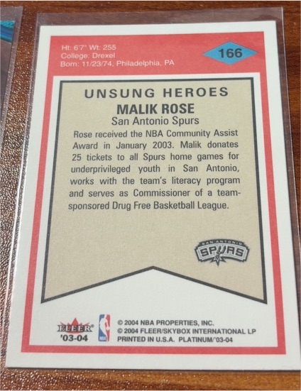 2003-04 Fleer Platinum #166 Malik Rose — front