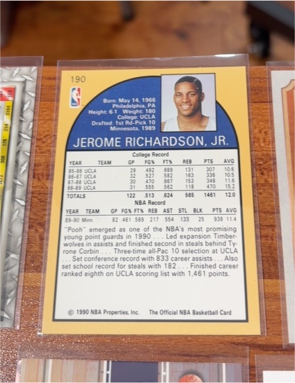 1990-91 Hoops #190 Jerome Richardson, Jr. — front
