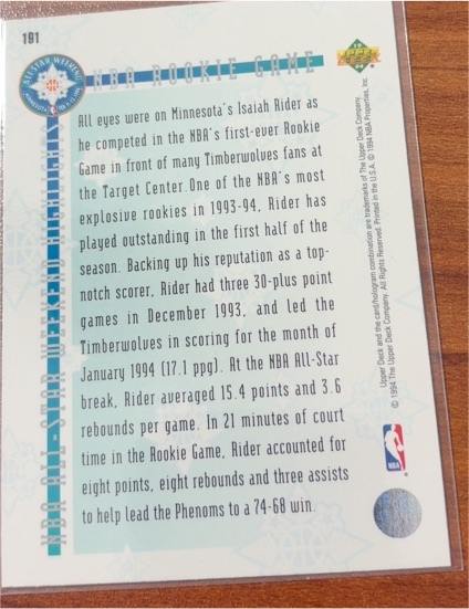 1993-94 Upper Deck #191 Isaiah Rider — front