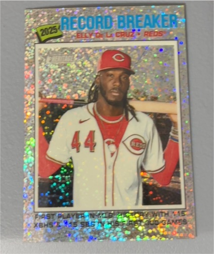 2026 Topps Heritage #233 Elly De La Cruz Record Breaker Silver Sparkle — front