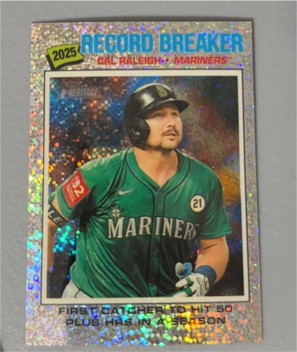 2026 Topps Heritage #231 Cal Raleigh Record Breaker — front