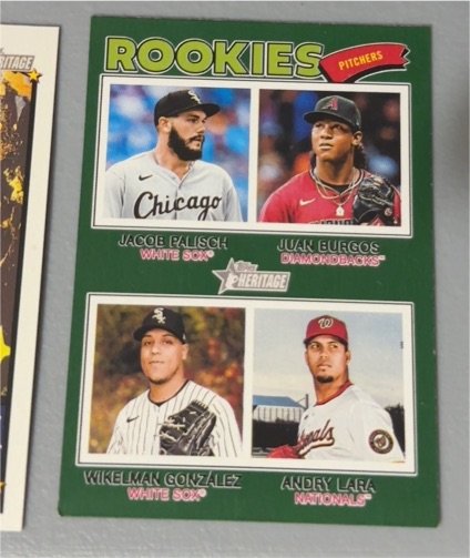 2026 Topps Heritage #378 Jacob Palisch Juan Burgos Wikelman Gonzalez Andry Lara Rookie Pitchers — front