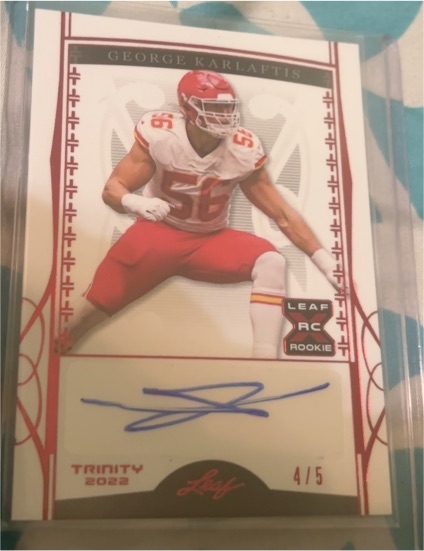 2022 Leaf Trinity #4/5 George Karlaftis Rookie Autograph — front