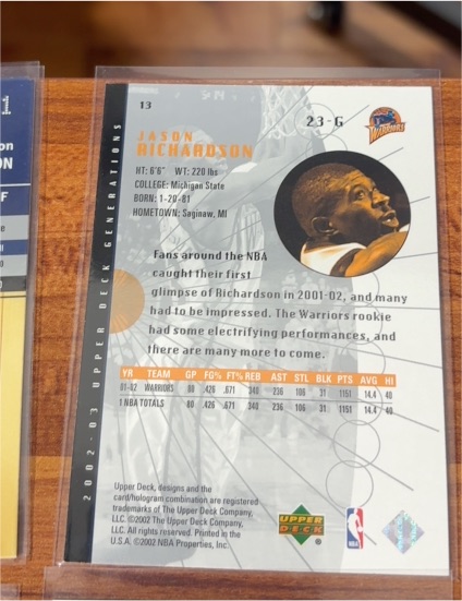 2002-03 Upper Deck Generations #13 Jason Richardson — front