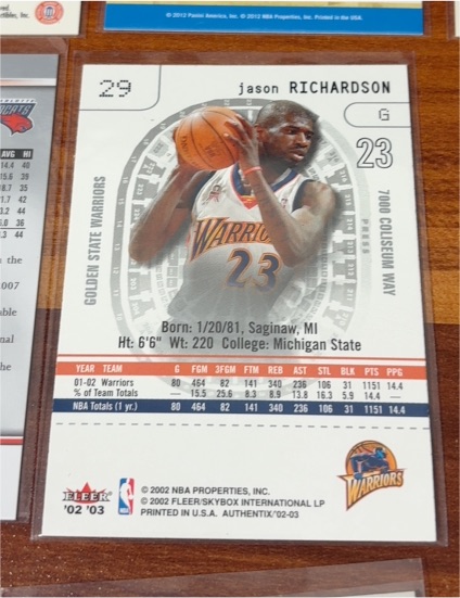 2002 Fleer Authentix #29 Jason Richardson — front