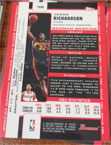 2003-04 Bowman #106 Jason Richardson — front