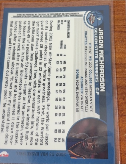 2001 Topps Chrome #7 Jason Richardson — front
