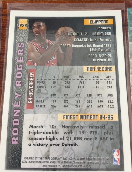1994-95 Fleer #238 Rodney Rogers — front