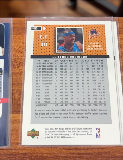 2000 Upper Deck MVP #40 Clifford Robinson — front