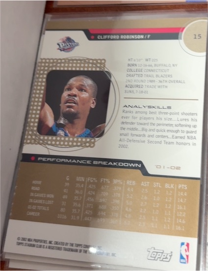 2000-01 Fleer Authority #15 Clifford Robinson — front