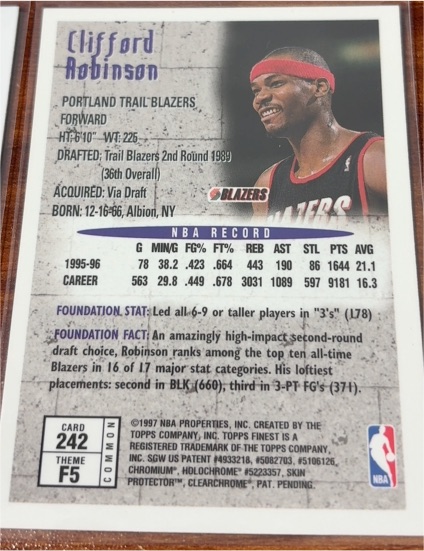 1997 Topps Finest #242 Clifford Robinson — front