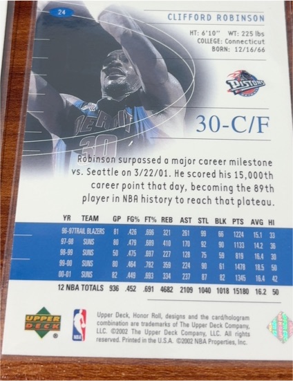 2002 Upper Deck #30 Clifford Robinson — front