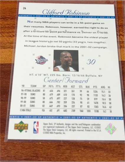 2001-02 Upper Deck SP Authentic #24 Clifford Robinson — front