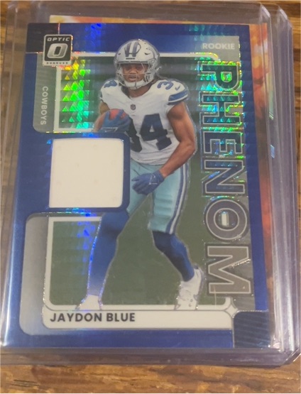2025 Panini Donruss Optic #RPBH-JBE Jaydon Blue Rookie Phenom Blue Hyper Patch — front