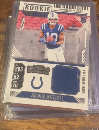 2024 Panini Contenders Rookie Ticket Swatches #RTS-AML Adonai Mitchell — front