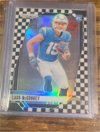 2024 Panini Prizm #365 Ladd McConkey Black & White Checkerboard Rookie — front