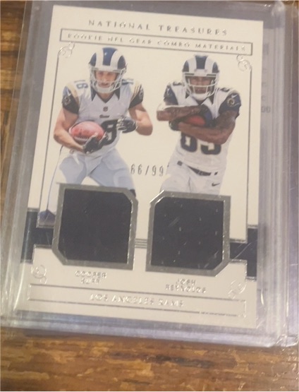 2017 Panini National Treasures #16 Cooper Kupp/Josh Reynolds Rookie NFL Gear Combo Materials — front