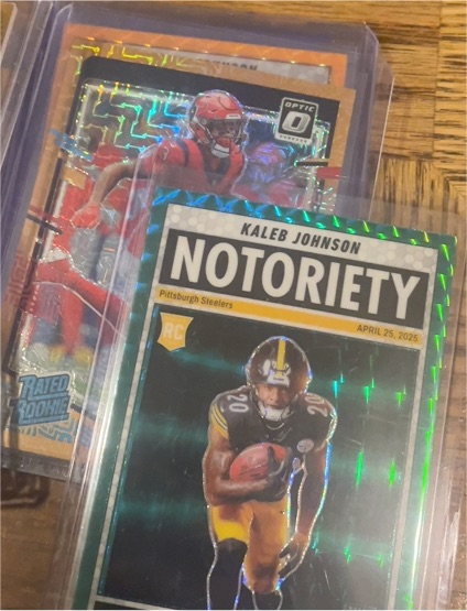 2025 Panini Mosaic #22 Kaleb Johnson Notoriety Orange Fluorescent — front