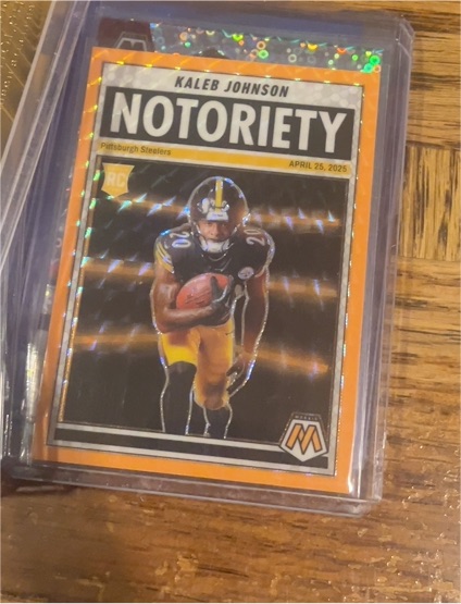 2025 Panini Mosaic #22 Kaleb Johnson Notoriety Orange Fluorescent — front