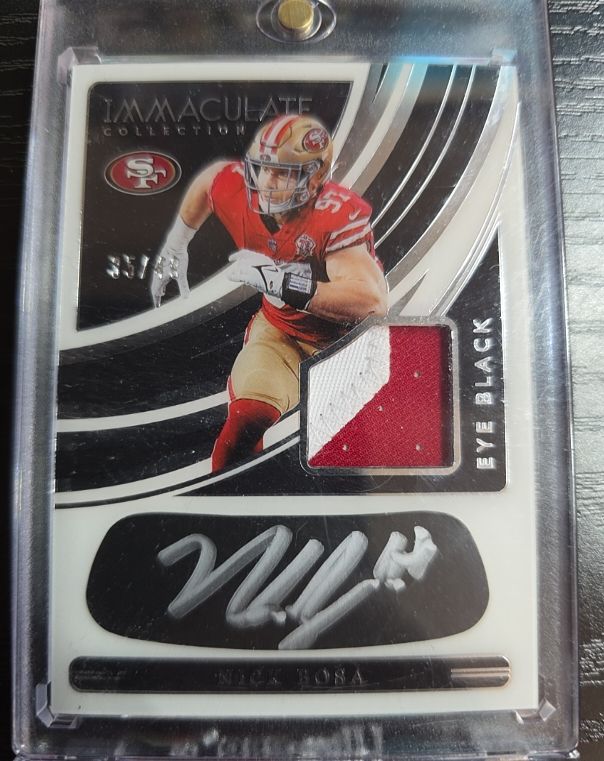 2019 Panini Immaculate #REB-NBO Nick Bosa Eye Black Patch Auto — front