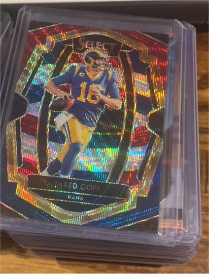 2020 Panini Select #13 Jared Goff Rams Concourse Die Cut Tri-Color Prizm — front
